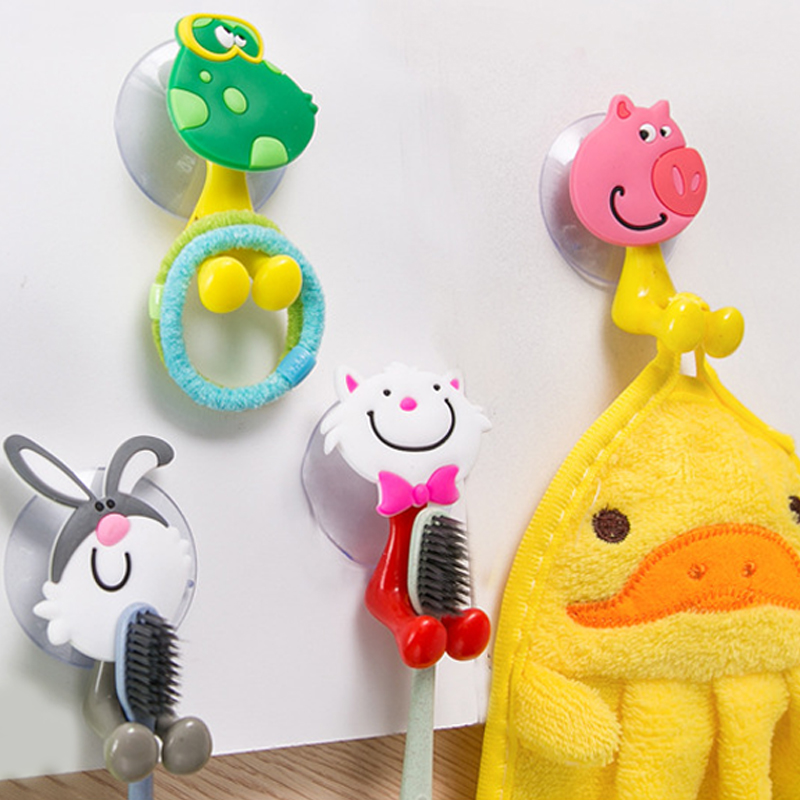 Cartoon Animal Toothbrush Holder Suction Cup Toothpaste Toothbrush Rack Plug Hook