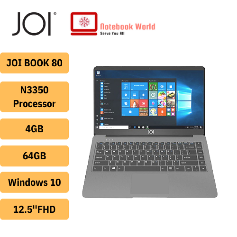 JOI BOOK 80 /12.5 FHD Laptop (Celeron N3350, 4GB, 64GB, WIFI, W10) Malaysia