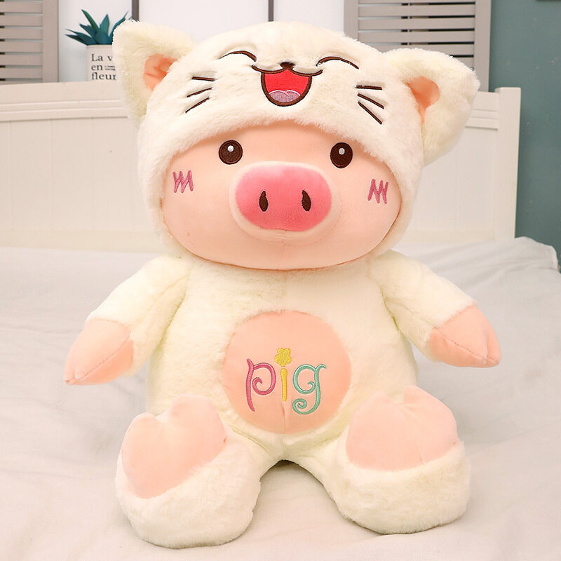 🐷softlife🐷 60cm lovely pig plush toy creative cosplay cat bear&dog doll soft stuffed animals toy for children baby kawaii birhtday gift 30cm 40cm 50cm