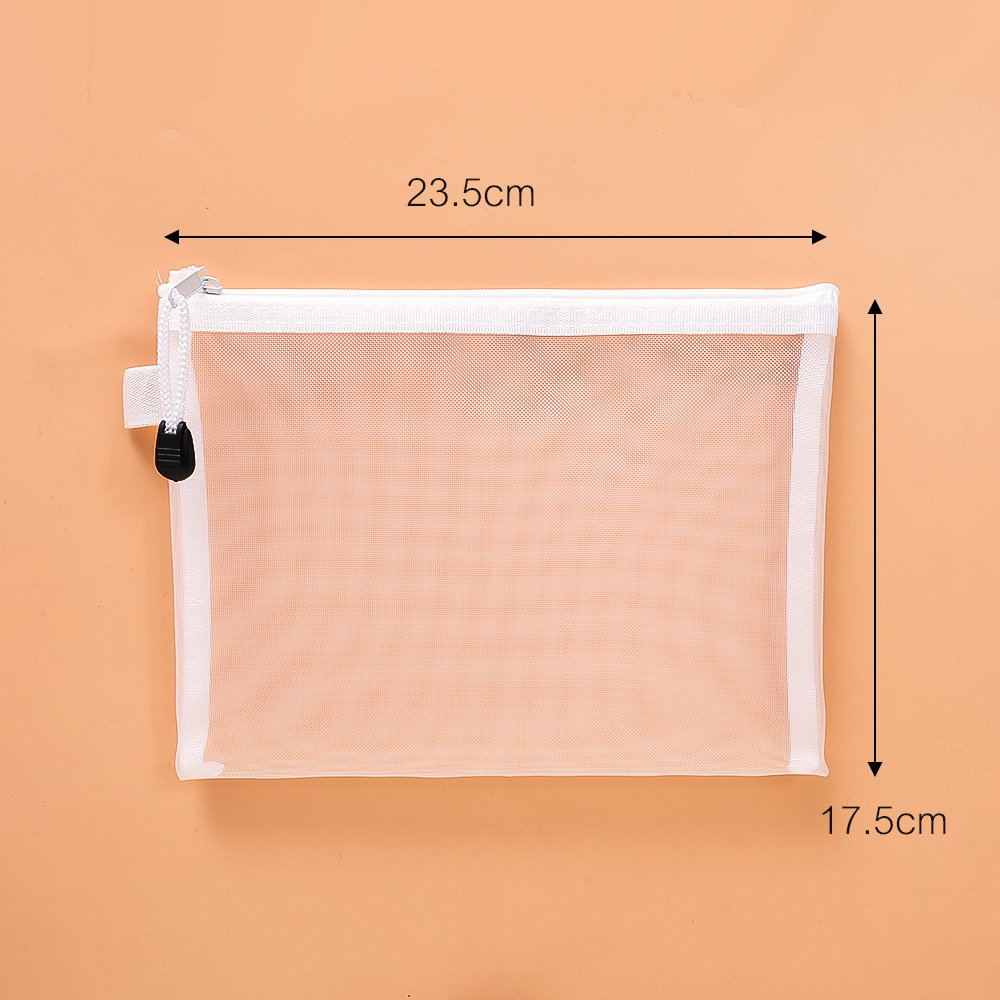 Mesh Zipper Pouch Storage Bag Waterproof Zip Document File Folders School Office Supplies Pencil Case Cosmetic Makeup Bags