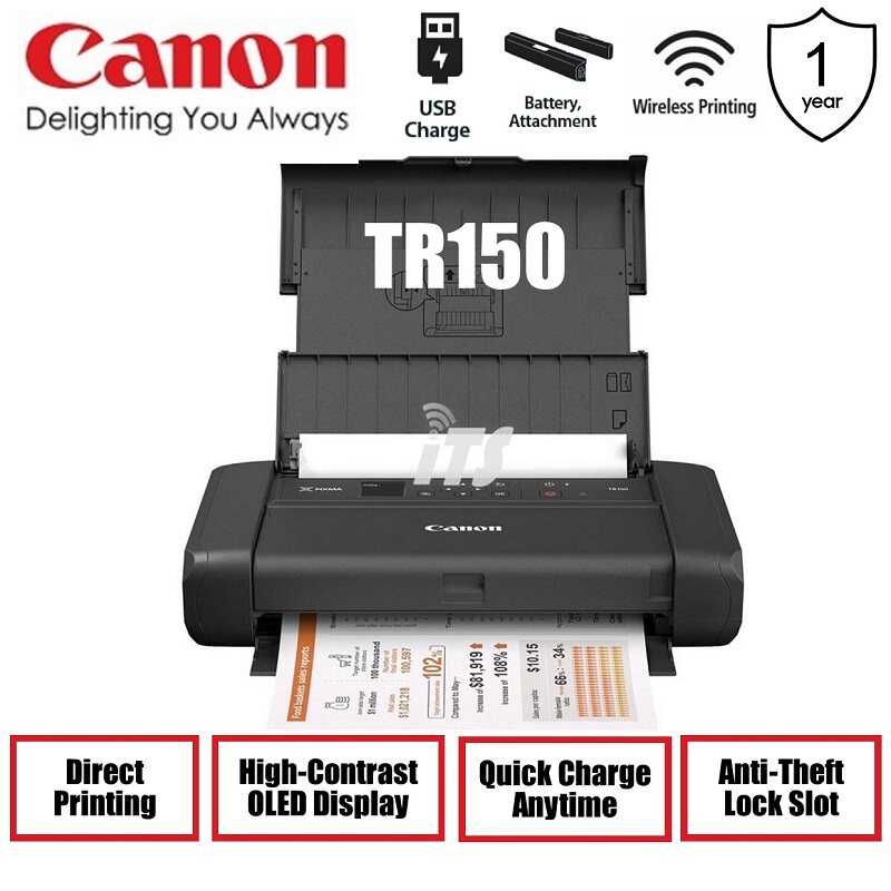 Canon Pixma Tr150 Wireless Mobile Printer With Removable Battery And Usb Charging Lazada 0504