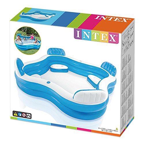 Intex Pool Box Family Intex Premium Family Pool 4 Built-In Inflatable Seat And 2 Drink Holder ...