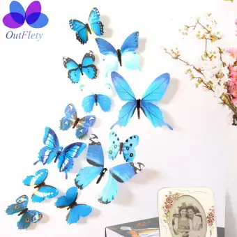 Outflety 3d Butterfly Wallpaper Removable Butterfly Wall Stickers