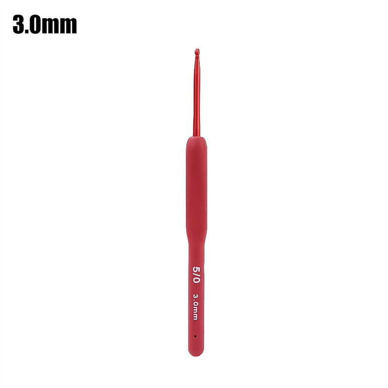 2mm-4mm Red Crochet Hooks Needle Silicone Handle Aluminum Crochet Needle Set Knitting Needles DIY Sweater Weave Sewing Knitting Tool