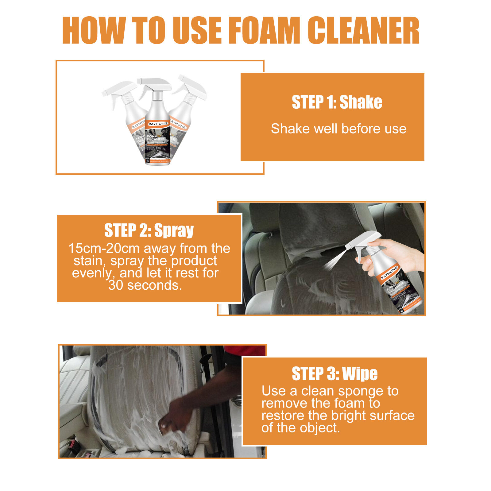 Rayhong Multi-Purpose Strong Decontamination Foam Cleaner Rust Remover Cleaning Multi-Functional Car House Seat Interior Multi-Purpose Strong Decontamination Foam Cleaner Rust Remover Cleaning Multi-Functional Car House Seat Interior