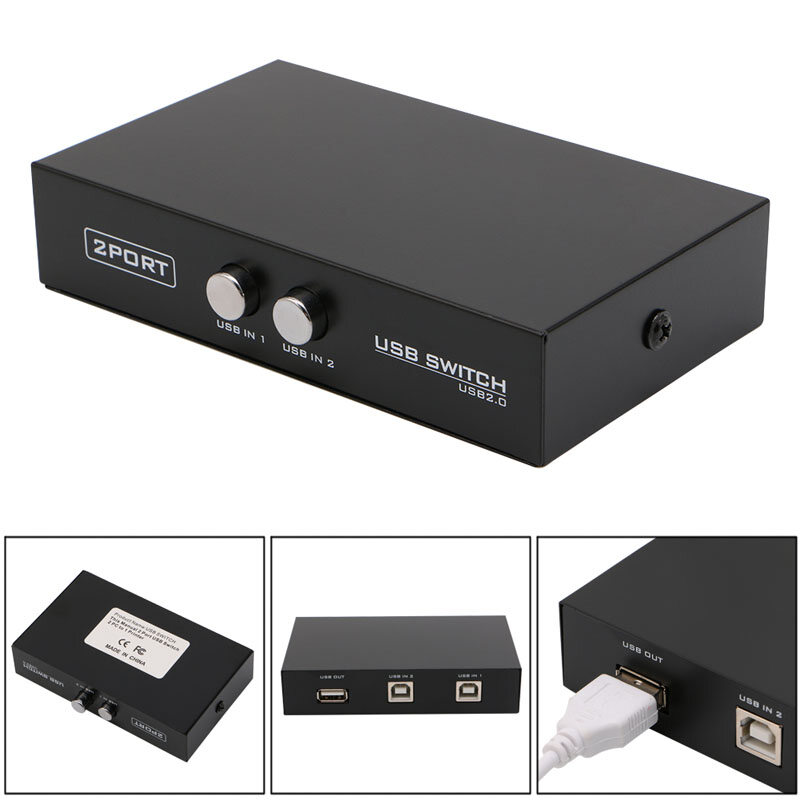 ✪【Yixin Elec】【New Arrival】 2-Port USB2.0 Sharing Switch Switcher Box USB HUB Adapter For PC Scanner Printer