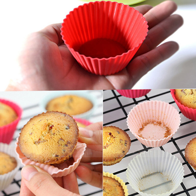 Houseeker 12 Cái Khuôn Lót Bánh Cupcake Bằng Silicon Muffin, Cốc Bánh Nhà Bếp Dụng Cụ Nướng Bánh Dụng Cụ Làm Bánh, 7Cm