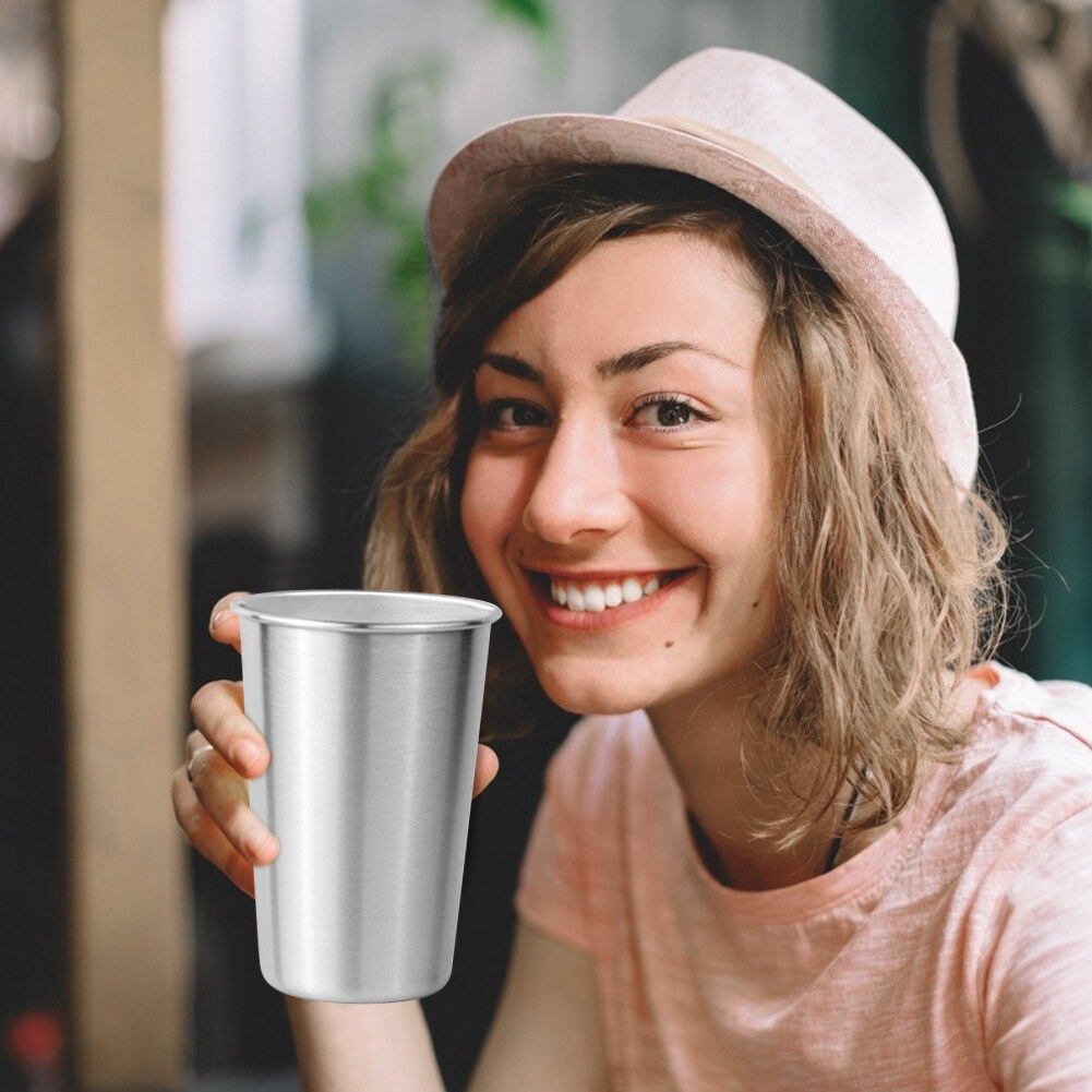 500ml Stackable Drinking Coffee Milk Mug Reusable Stainless Steel Lightweight Beer Tea Cup