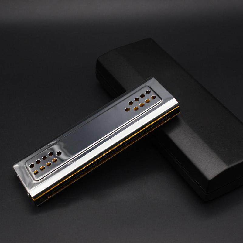 Swan 2-in-1 Dual-sided Tremolo Harmonica Mouth Organ Dural Key of C&G 24 Double Holes Reed Wind Instrument with Padded Box Cleaning Cloth Malaysia