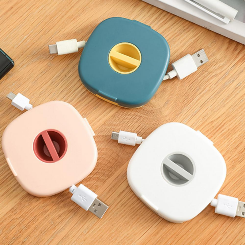 Máy Cuộn Cáp Di Động Máy Cuộn Tai Nghe Có Thể Xoay Mở Rộng Hộp Đựng Cáp Dữ Liệu USB Hộp Đựng Tai Nghe Dây Sạc Cho Văn Phòng Du Lịch
