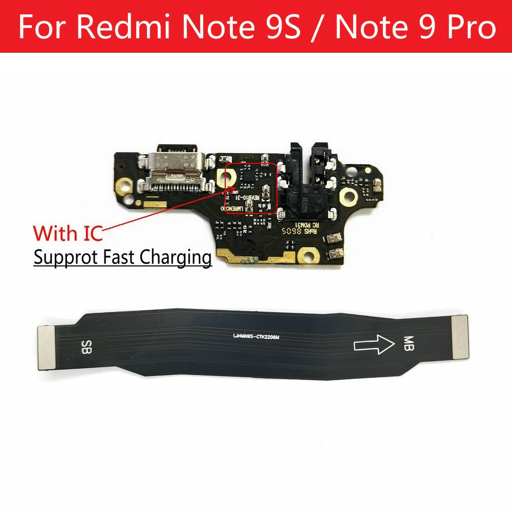 Bo Mạch Cổng Đế Sạc USB Cho Xiaomi Redmi Note 9S/Note 9 Pro Với Đầu Nối IC Cáp Dẻo Bo Mạch Chủ Chính