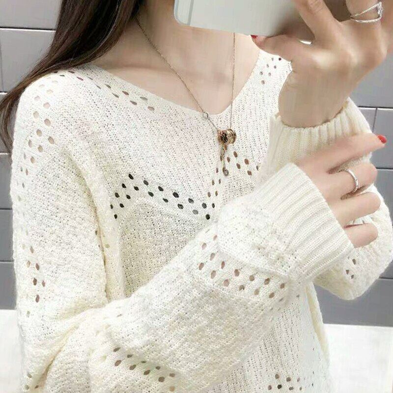 Fashion  Elegant Knitted Women Sweater Autumn V-neck Long Sleeve Women Clothing Women Blouses Casual Sweater