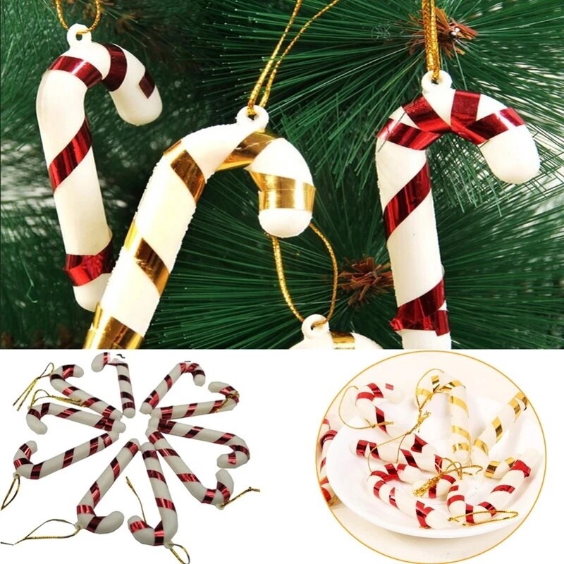 12Pcs Christmas Candy Cane Xmas Tree Hanging Ornaments Home Party Decoration