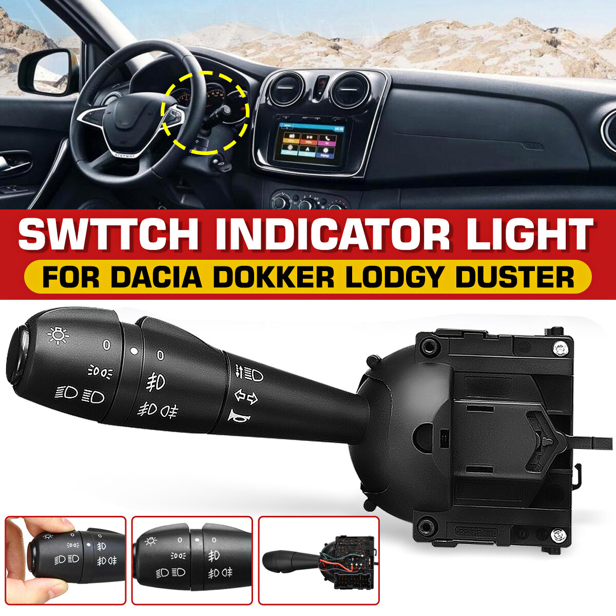 Steering Indicator Stalk Switch 8201167988 Switch indicator light stalk Steering Column Turn Signal Switch for Renault Dacia/Logan 2012-2016 