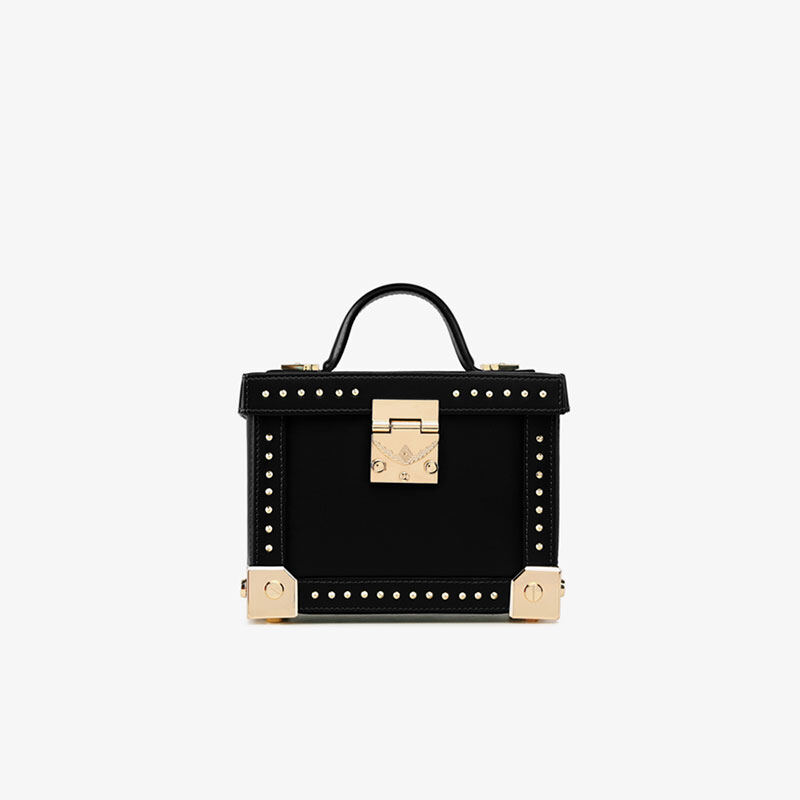 Deere Jack New women's bag niche designer women's bag cowhide retro riveted single shoulder bag crossbody bag chain small square bag