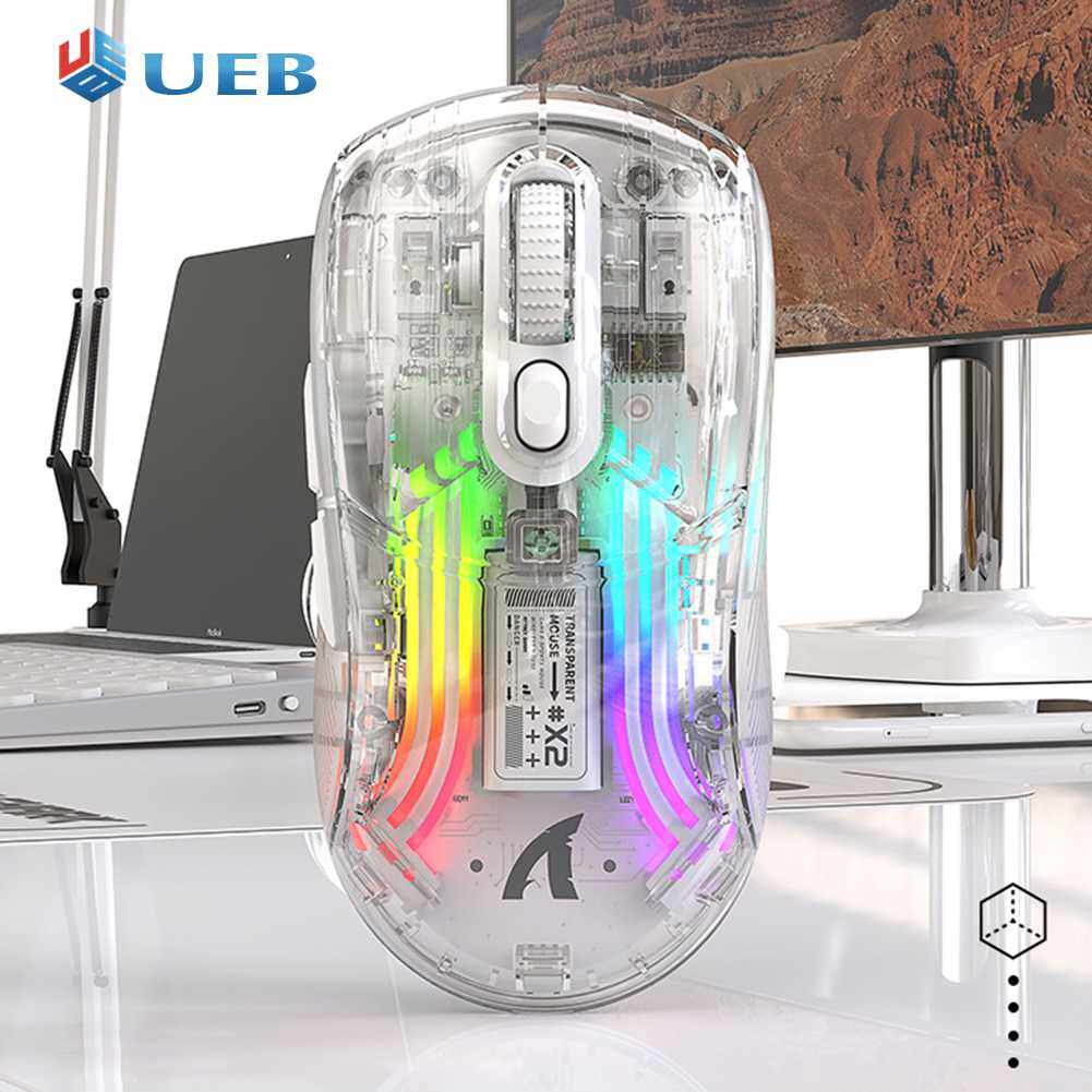 Wired Wireless Gaming Mouse RGB Light Adjustable Transparent Game Mouse Bluetooth-compatible Creative Mouse Comfortable for Desktop Notebook Computer