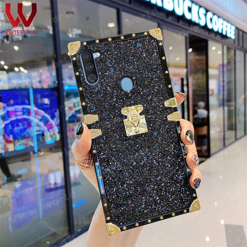 Luxury Bling Glitter Diamond Square Case Cover For Samsung Galaxy A11 M11 Note 9 A53 A24 A23 A33 A13 A52S A72 A52  Soft Silicone Lady lovely Back Cover Case For Samsung Galaxy A11 Phone Case