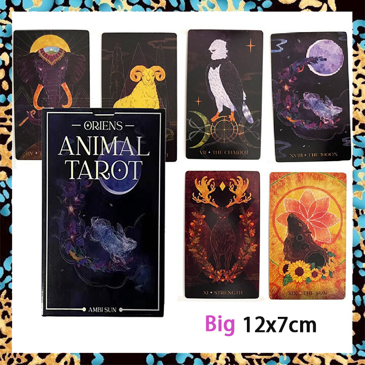 Orien's Animal Tarot | Standard Big Size 12x7cm | 78-Cards Adorable Deck | Divination Cards | Guidebook English Version