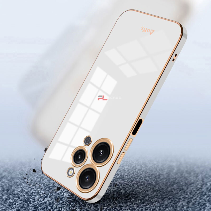 PlusCase for Xiaomi Redmi 12 4G 6D Plating Soft Case Lens Protector Square Frame Silicone Glossy Shockproof Phone Back Cover
