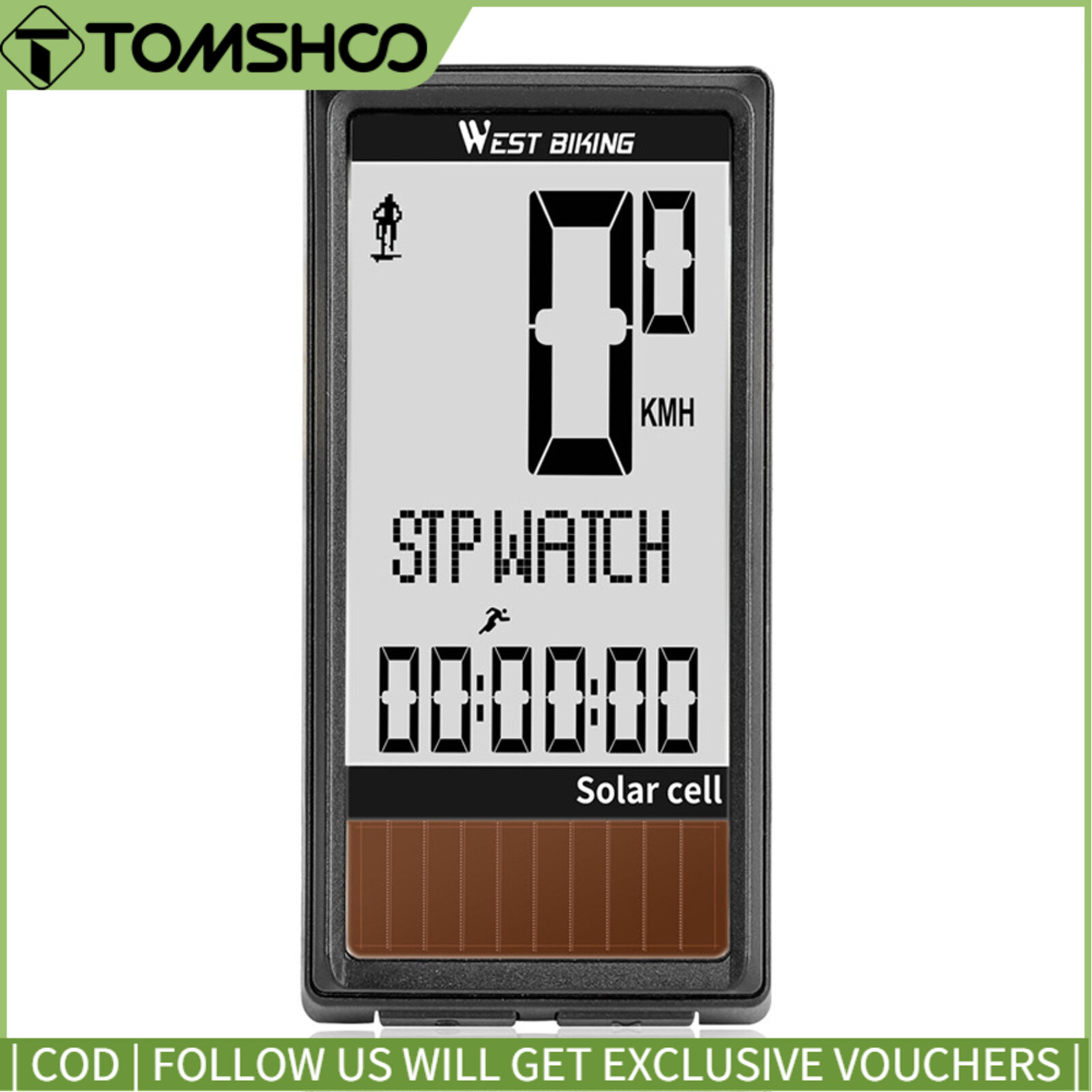 Pin Mặt Trời Topp Cycling, Máy Tính Xe Đạp Không Dây 5 Ngôn Ngữ Đồng Hồ Tốc Độ Xe Đạp Bật/Tắt Tự Động Đo Dặm, Không Thấm Nước Đèn Nền Xe Đạp Đồng Hồ Bấm Giờ