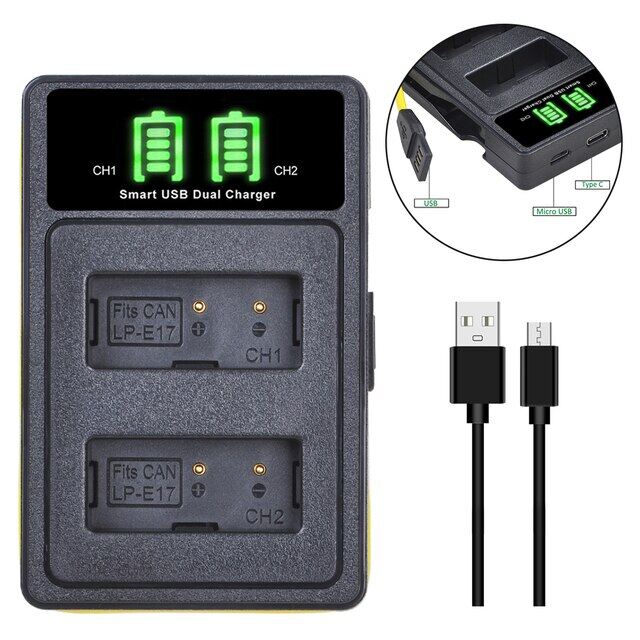 Zzooi lp-e17 lp e17 battery / charger for canon eos rp eos r10 850d m3 m5 m6 mark ii rebel t6i t7i t8i 750d 760d 8000d 77d