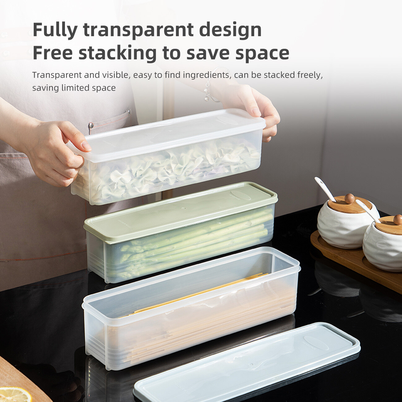 [CNMF Refrigerator Kitchen Food Grade Sealed Multigrain Noodle Fresh-keeping Box with Cover,Cnmf set of 1 Vietnamese plastic food container,]