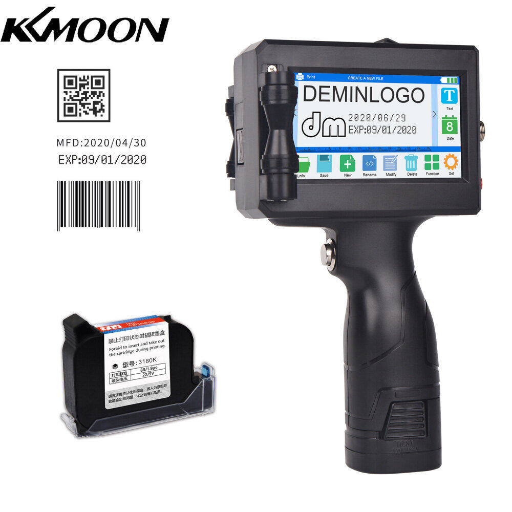KKmoon Handheld Printer Portable Inkjet Printer High Definition Inkjet Code Printer with 4.3 Inch LED Touchscreen Quick-Drying Ink Cartridge for Label/Production Date/Barcode/Trademark/Logo/Graphic etc.