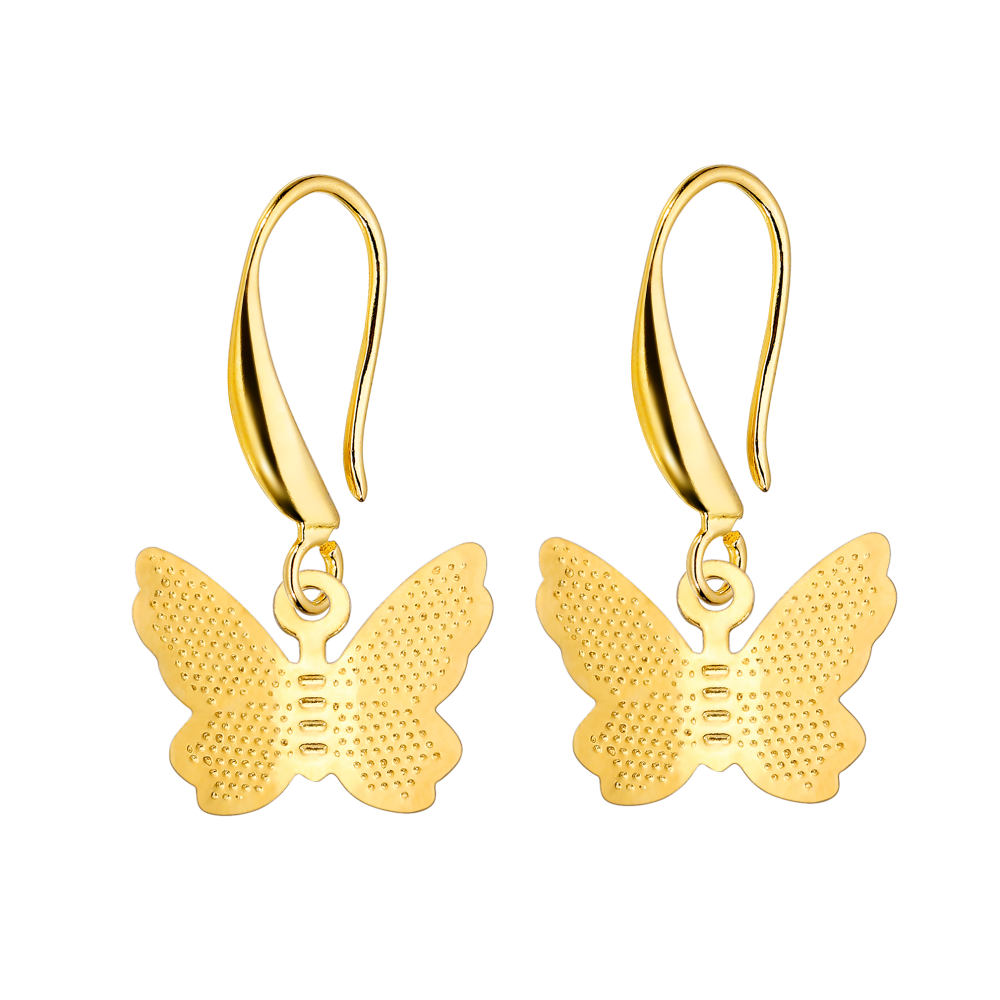 2Pcs European And American Gold And Silver Butterfly Earrings