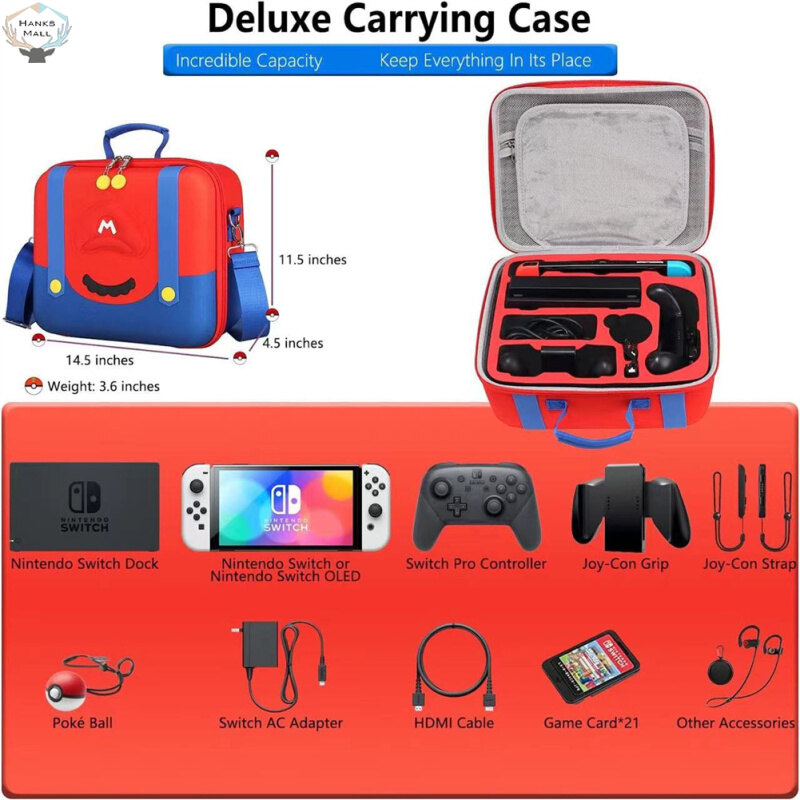 HK Large Portable Carrying Case Storage Bag For Nintendo Switch Oled Game Accessories