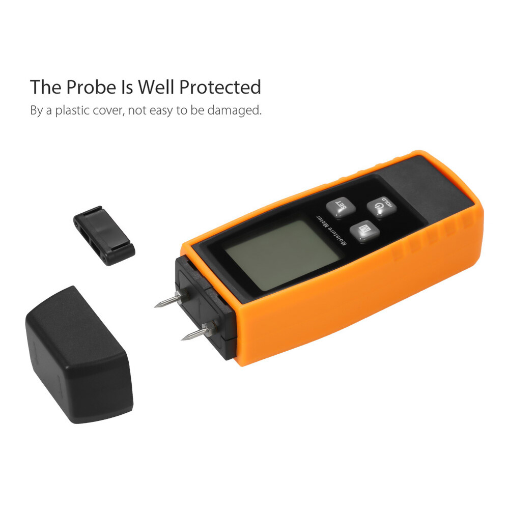 Handheld Mini Moisture Meter Digital LCD Lumber Damp Meter Wood Moisture Detector Humidity Tester for Timber Wood Drywall Plants Sheetrock Brick Mortar Concrete with 2 Pin Probe Range 0%~80%