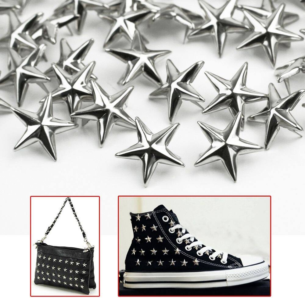 Lmfiua store 15mm diy bạc quần áo andamp; phụ kiện trang trí may nghề da đinh tán ngôi sao đinh tán spots nailhead