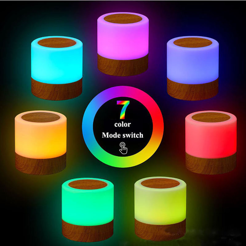 SaTine Touch-type remote control toning bedside lamp usb charging led colorful atmosphere timing lights off pat night light