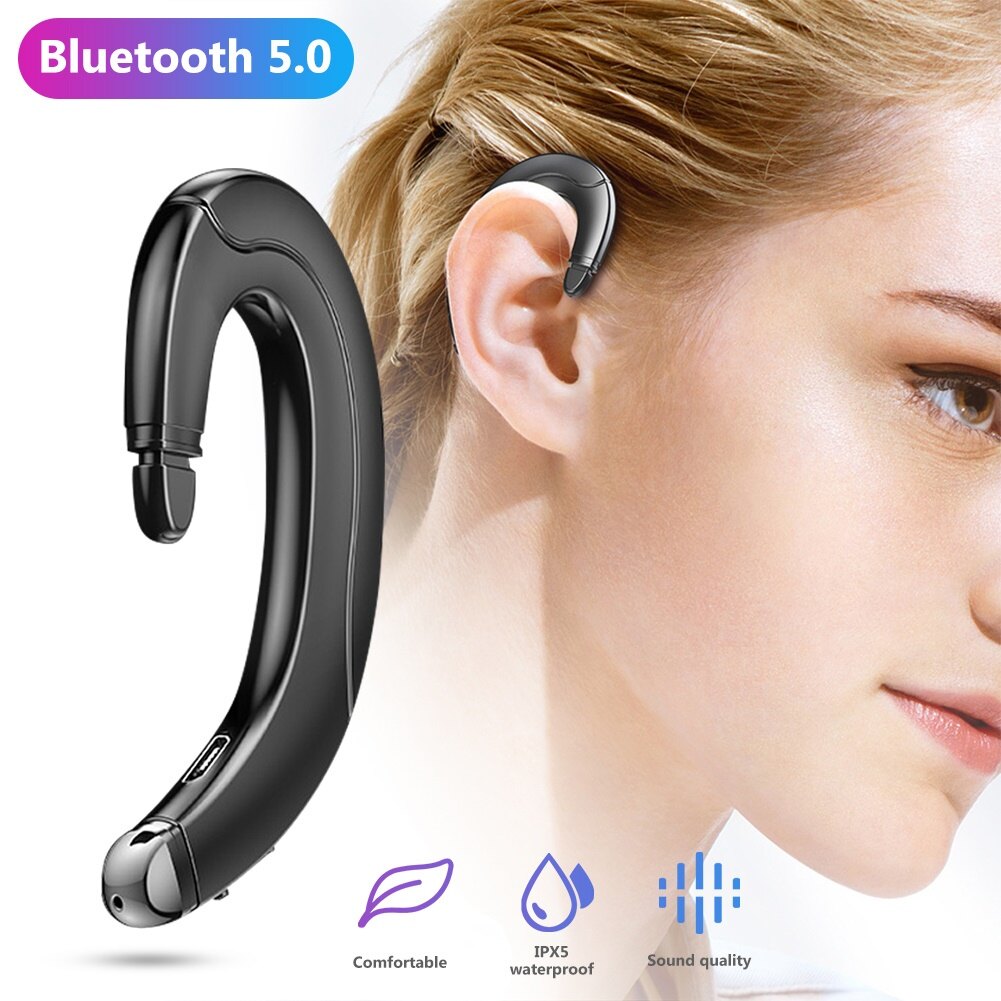Bluetooth 5.0 stereo hifi wireless headset bone conduction earhook