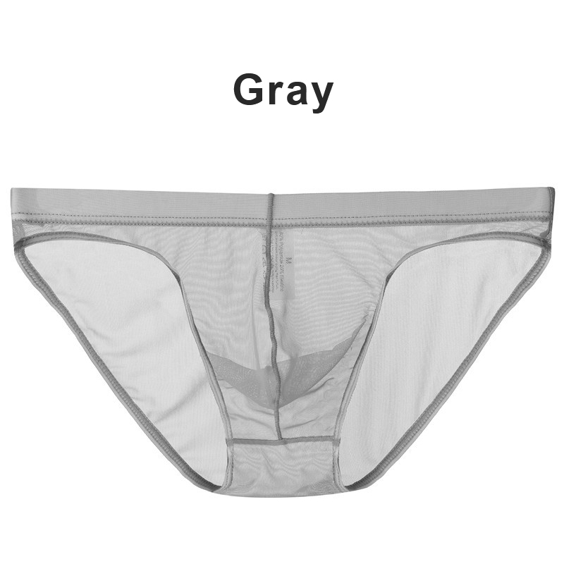 Chunren Men Soft Underwear Transparent Panties Low Rise See Through Briefs Mesh Breathable Sexy