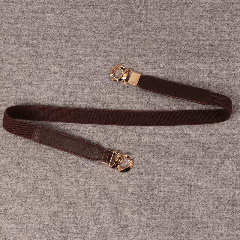 PU Leather Thin Belt for Women Nylon Elastic Waistband Simple Elegant Waist Belt Skirt Dress Decorative Belt
