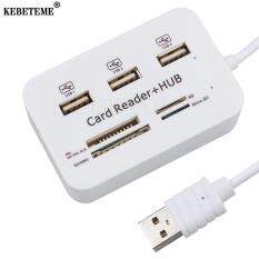 Bộ Chia USB KEBETEME Đa Năng, Combo USB 3 Cổng Hỗ Trợ SD/Micro SD/M2/MS PRO Đầu Đọc Thẻ Đôi Cho Máy Tính Xách Tay