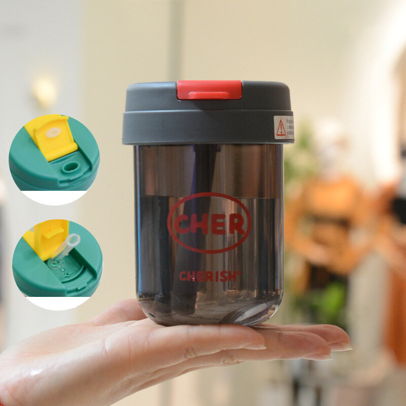 KUDIXIONG Mini tons of cups for children, students, men and women, plastic cups, portable straw cups, high-value double-drinking cups