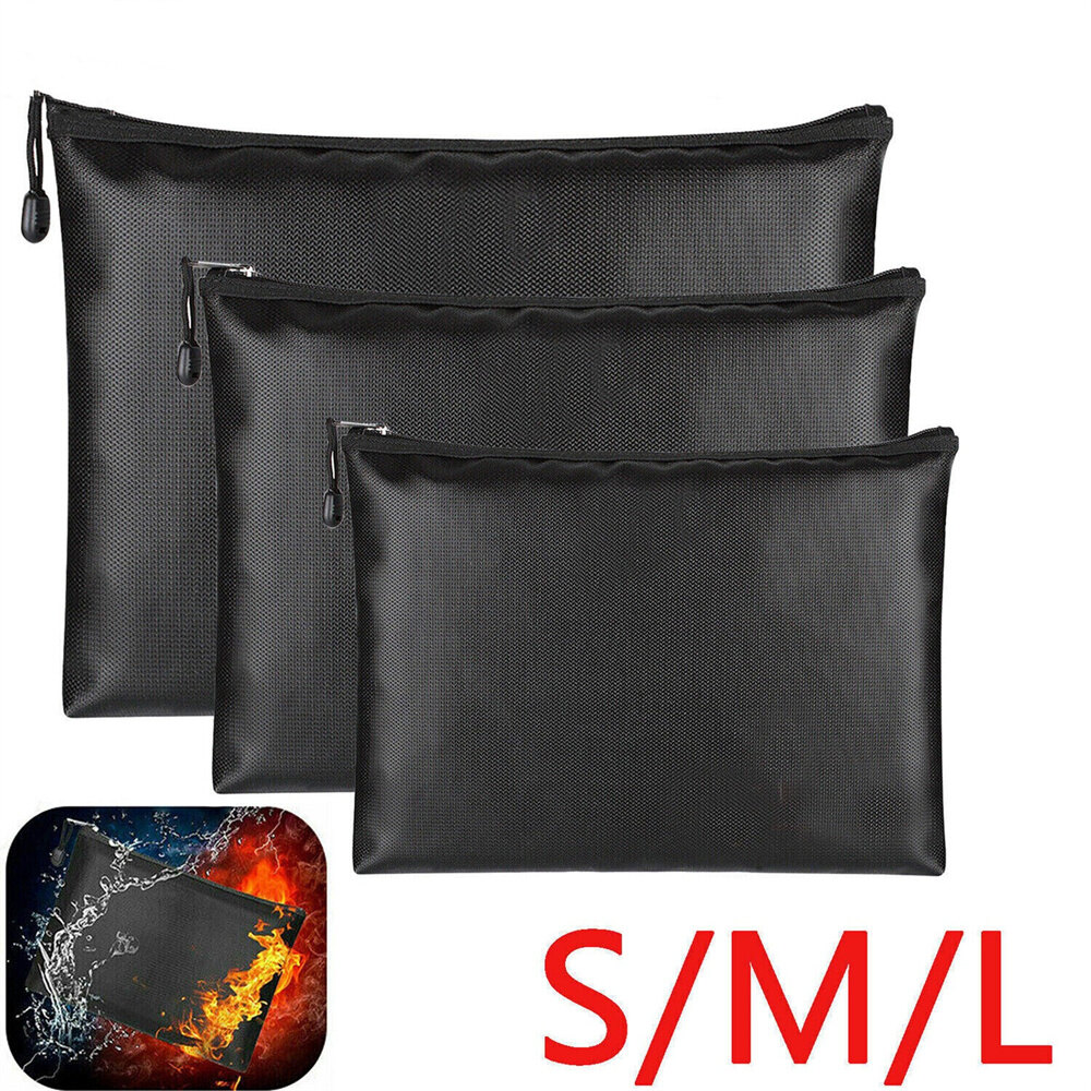 Fireproof Waterproof Document Bag File Money Safe Box Secret File Protect Pouch