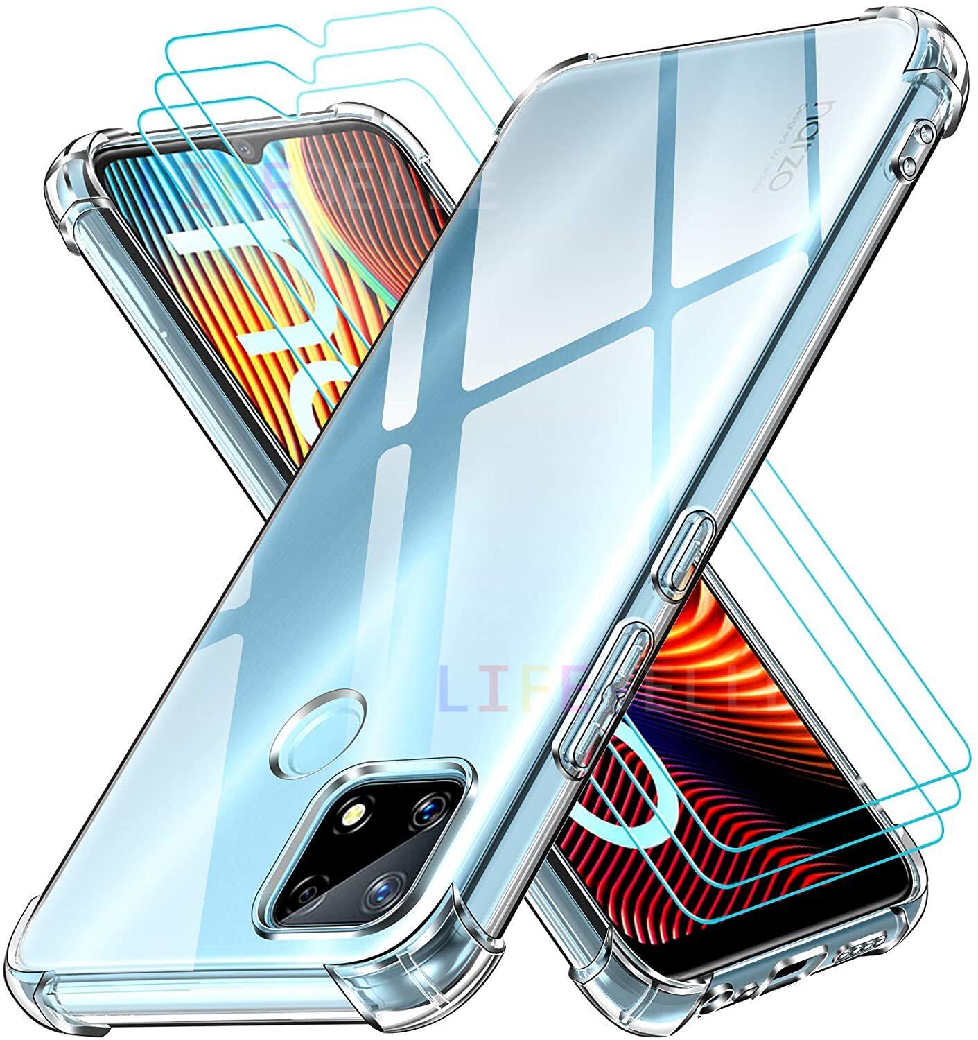 Ốp Lưng LIFEBELLE Cho Realme Ốp C25s C25 C21 C20 C17 C15 C12 C11 2021 C11 Với [3 Cái] Kính Cường Lực Bảo Vệ Màn Hình 9H [Bảo Vệ Quân Sự] Ốp Điện Thoại Silicon TPU Mềm Trong Suốt Ốp Bảo Vệ Chống Sốc