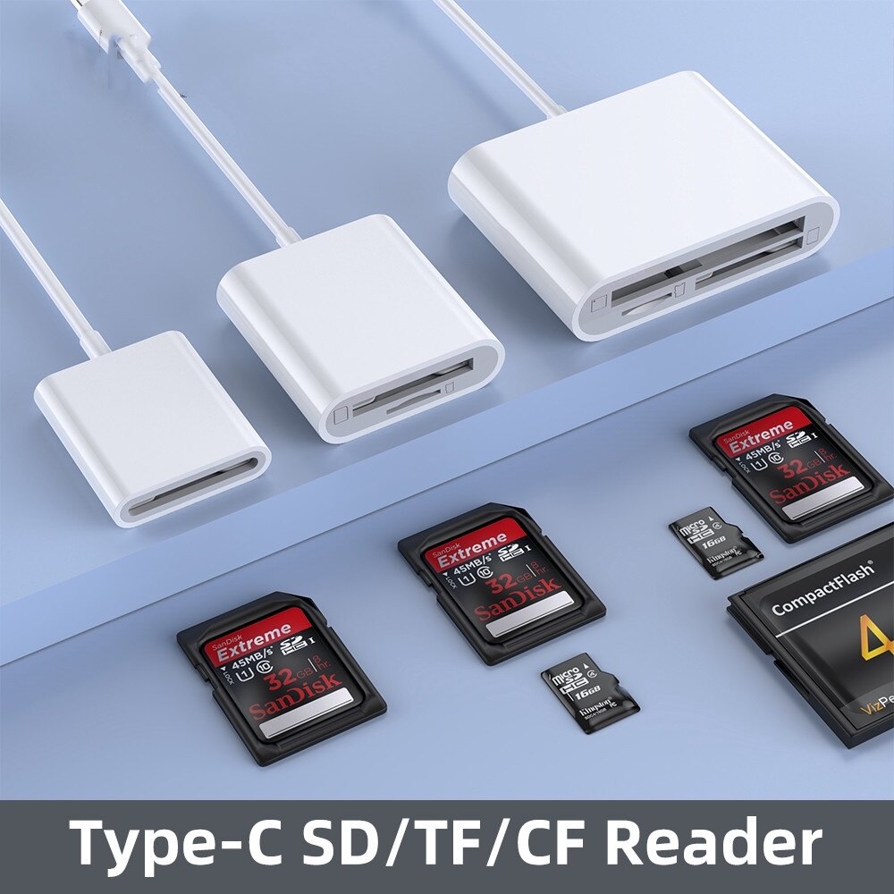 Atoyin Đầu Đọc Thẻ Type-C Bộ Mở Rộng Bộ Nhớ Điện Thoại Bộ Chuyển Đổi Bộ Nhớ Máy Ảnh TF/SD/CF Cho Huawei Realme Xiaomi Bộ Chuyển Đổi OTG