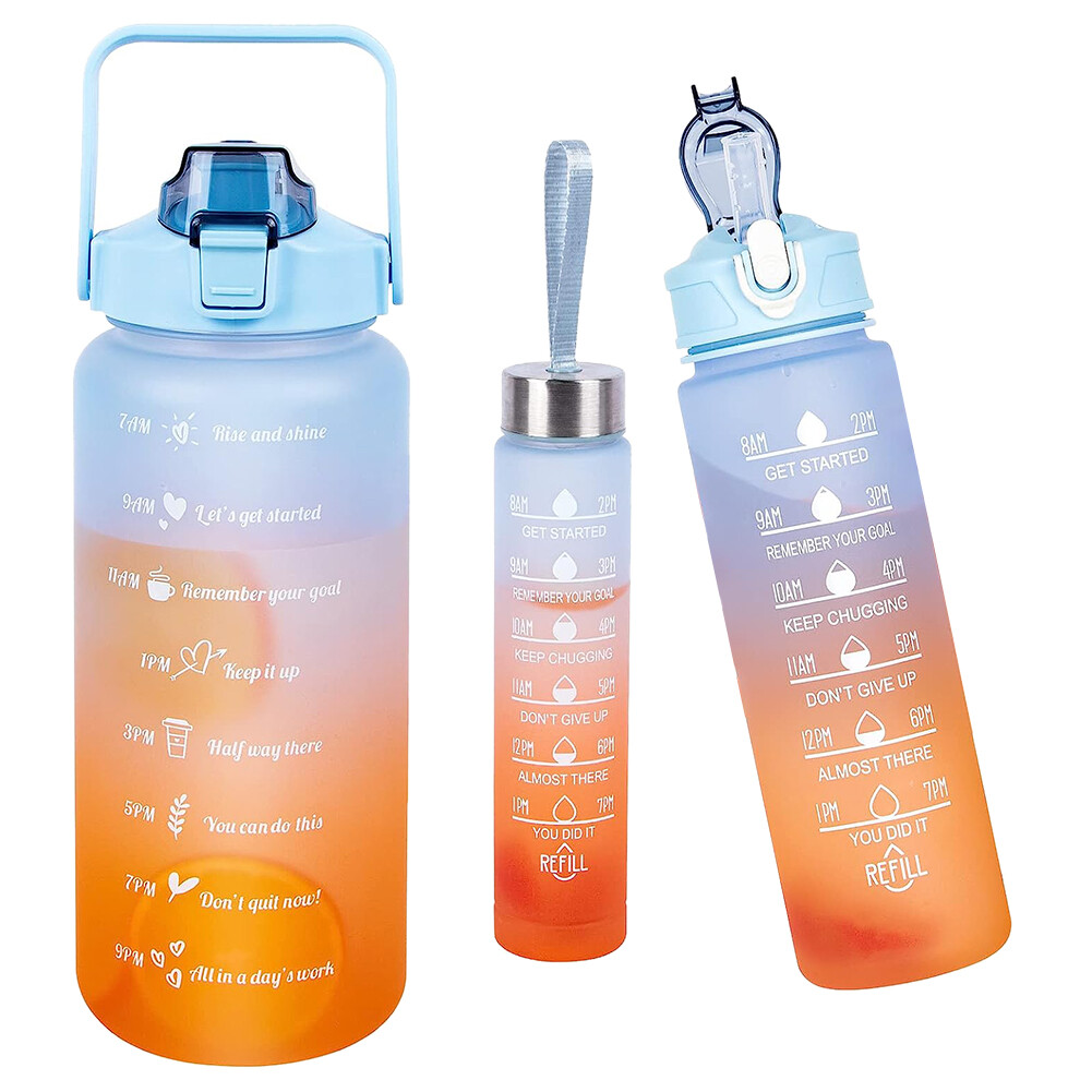 3-piece Gradient Water Bottle Large Capacity Sports Water Bottle Straw Portable Outdoor Water Bottle