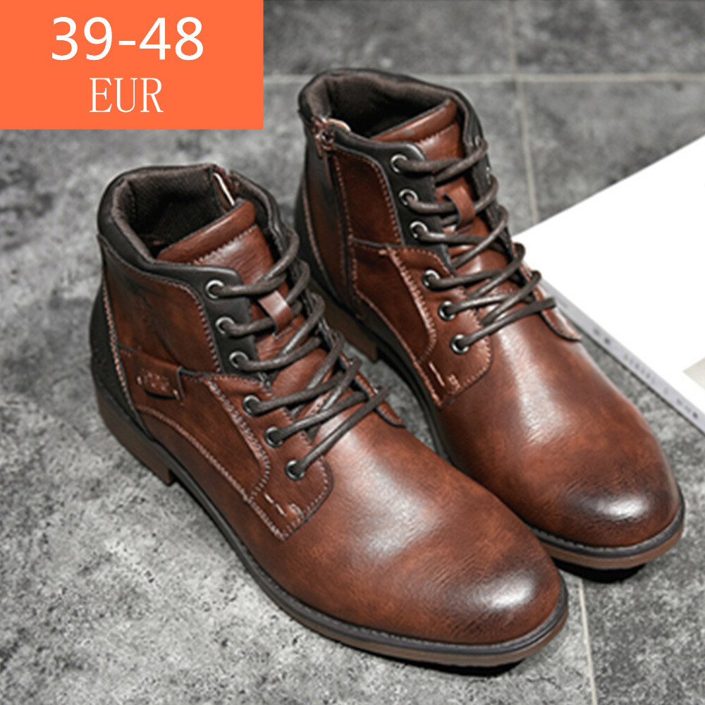 SUPERLI Men Boots Leather Spring Autumn Vintage Style Ankle Boots Men Lace Up Footwear Fashion Casual Shoes Men Boots