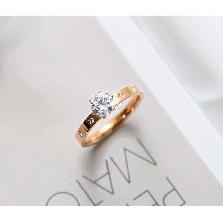 RAISS Titanium Rose Gold Silver Ring 1 Carat Women's Claw Diamond Small Diamond Ring For Women  Jewelry