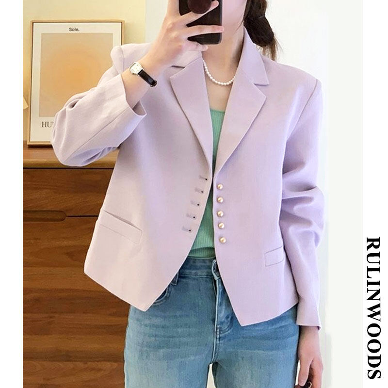 RULINWOODS Áo blazer nữ thời trang Hàn Quốc Blazer