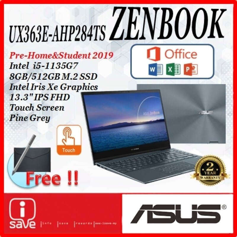 ASUS ZENBOOK FLIP 13 (UX363E-AHP284TS)/ i5-1135G7/ 8GB RAM/ 512GB SSD/ Intel® Iris Xe Graphics/ FHD/ 2 Yrs Warranty Malaysia