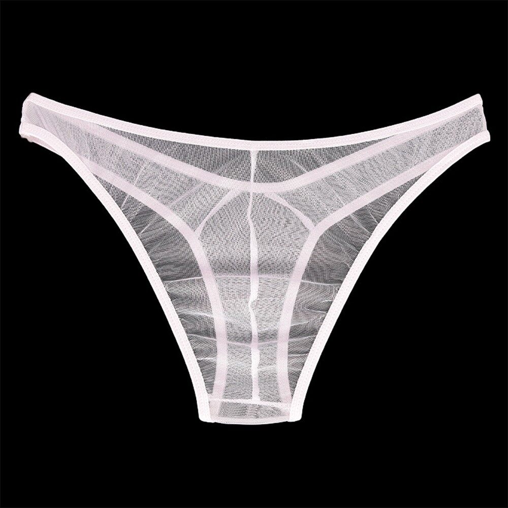 Men Sexy Underwear Thong Ultra-Thin Transparent Tulle Sexy See-Through T Pants