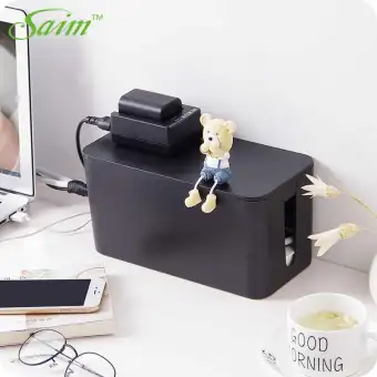 Power Strip Cable Management Box Organizer Plastic Cable Storage Case For Desk Tv Computer Usb Hub Size S Black Lazada Ph