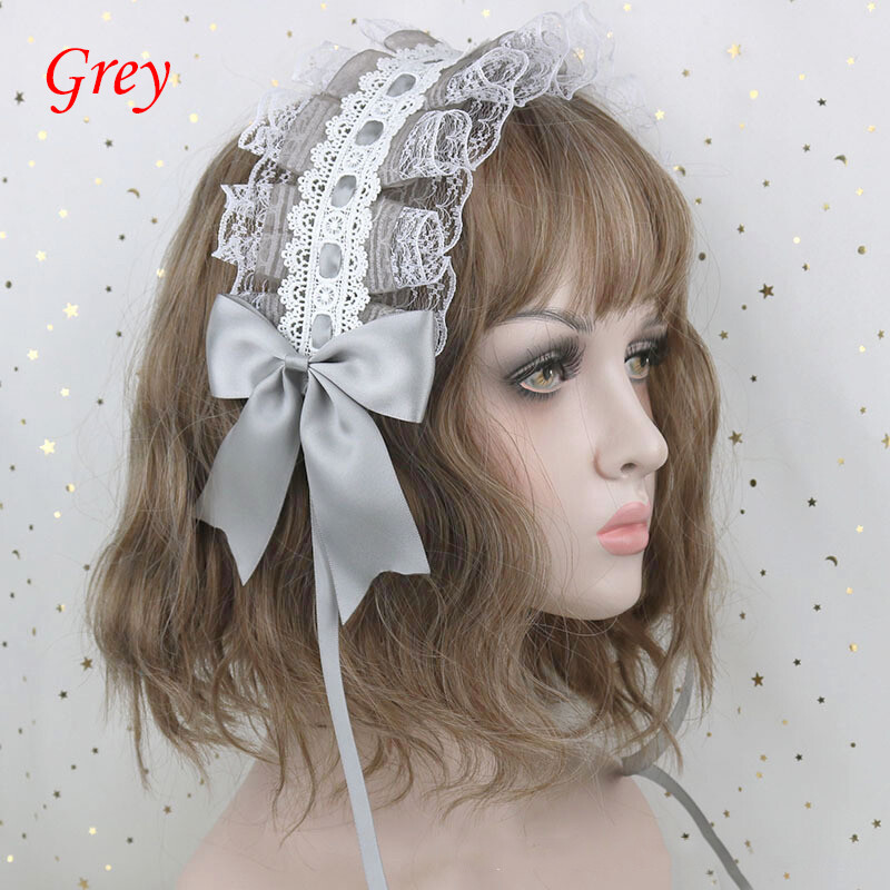 LETIAN Women Cute Headdress Bowknot Lace Ribbon Headband Lolita Sweet Cosplay Japanese
