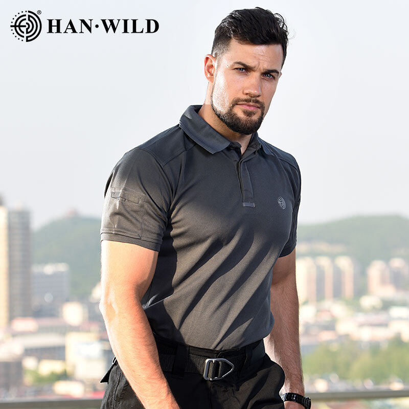 Hanye Short Sleeve T-shirt Men's And Women's Outdoor Sports Tactics Polo Shirt Polo Collar Short Sleeve Camouflage Quick Dry Shirt