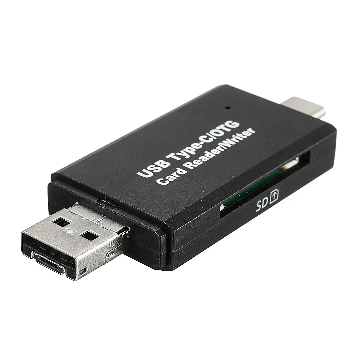 VAORLO SD/Micro SD Card Reader Writer USB 2.0 Memory Card Reader OTG Adapter Viewer Micro SD/TF Compact Flash Card Reader with 2 in 1 USB/Type C